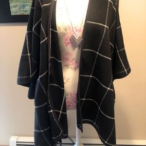 Old Navy Warm B&W Plaid Cape or Cardigan